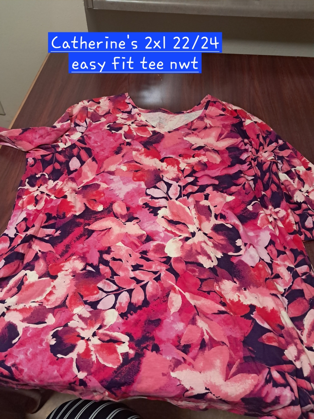 Catherines Pink and Magenta Floral V-Neck Tunic